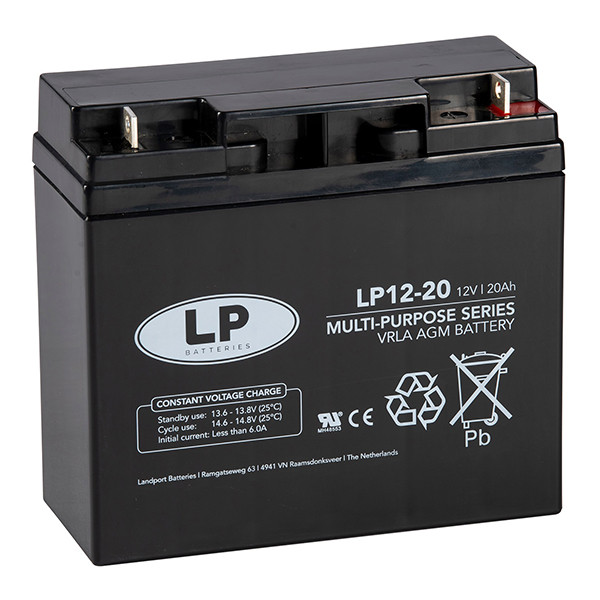 Landport LP12-20 VRLA AGM Loodaccu (12V, 20 Ah, T3 terminal)  ALA00163 - 1