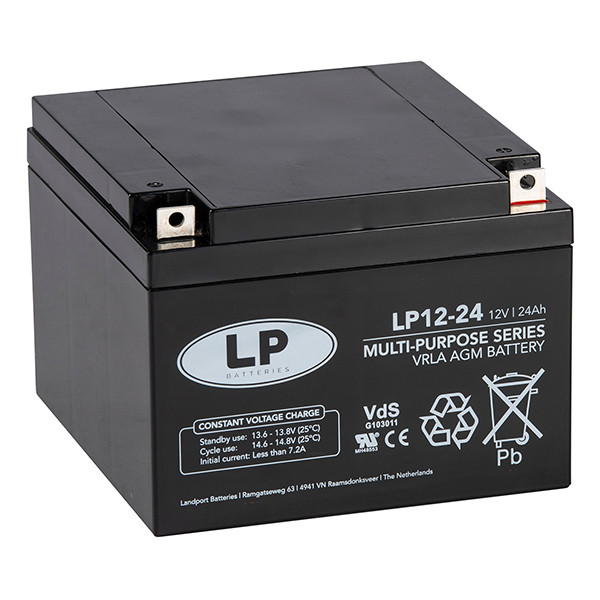 Landport LP12-24 VRLA AGM Loodaccu (12V, 24 Ah, T3 terminal)  ALA00202 - 1