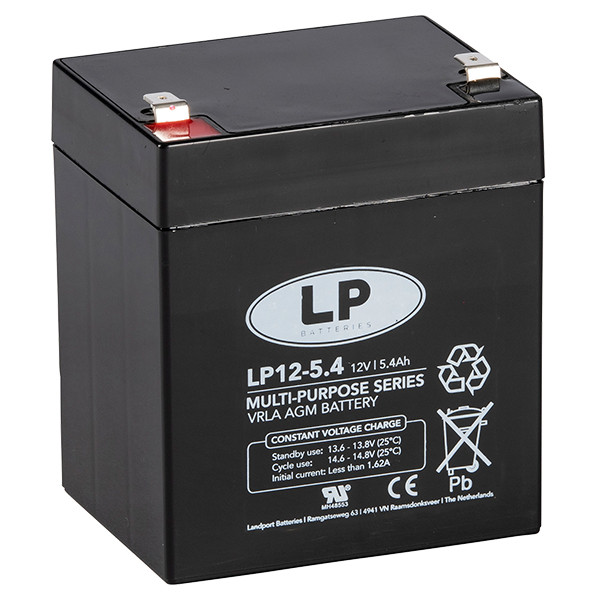 Landport LP12-5.4 VRLA AGM Loodaccu (12V, 5.4 Ah, T1 terminal)  ALA00273 - 1