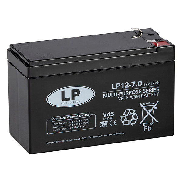 Landport LP12-7.0 VRLA AGM Loodaccu (12V, 7.0 Ah, T1 terminal)  ALA00210 - 1