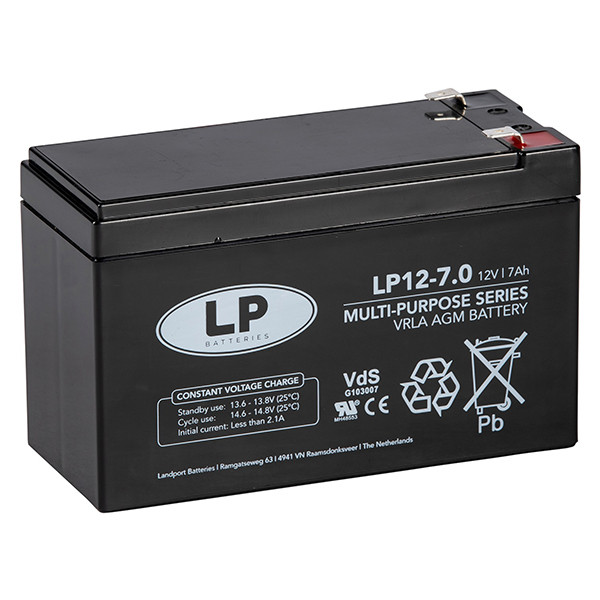 Landport LP12-7.0 VRLA AGM Loodaccu (12V, 7.0 Ah, T2 terminal)  ALA00183 - 1