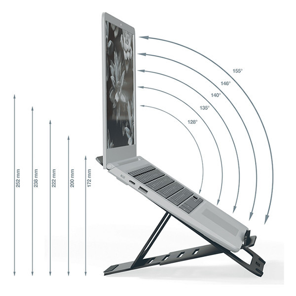 Leitz Ergo aluminium ultraplatte verstelbare laptopstandaard donkergrijs 202509 - 5
