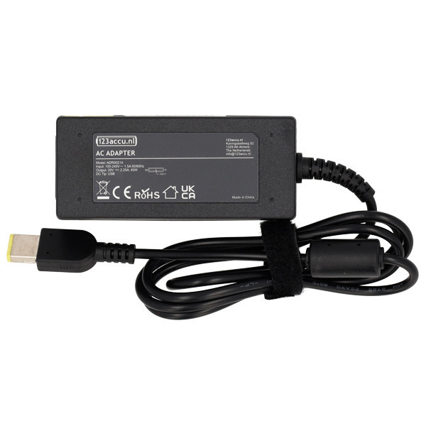 Lenovo 45W Square tip adapter inclusief netsnoer (20 V, 2.25 A, 45 W, 123accu huismerk) ALE01001 - 3