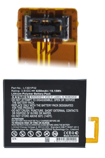 Lenovo L13D1P32 accu (3.8 V, 4250 mAh, 123accu huismerk)  ALE00246 - 1