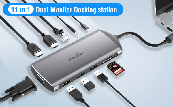 MagBac docking station voor laptop 11-in-1 (123accu huismerk)  AMA00779 - 2