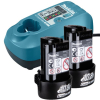 Startset: 2x Makita BL1015K / 191349-9 accu's + lader (10.8 V, 1.5 Ah, origineel)