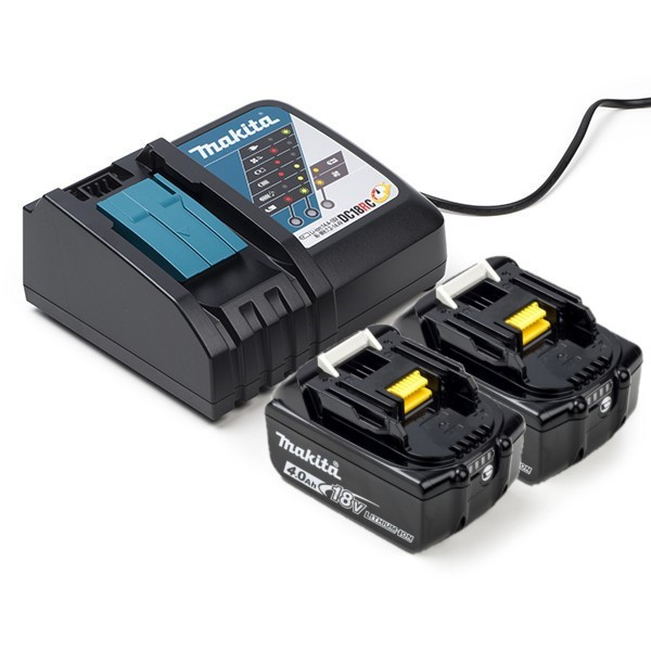 Startset: 2x Makita BL1840B / 18V LXT accu's + lader (18 V, 4.0 Ah, origineel) AMA00846 - 1