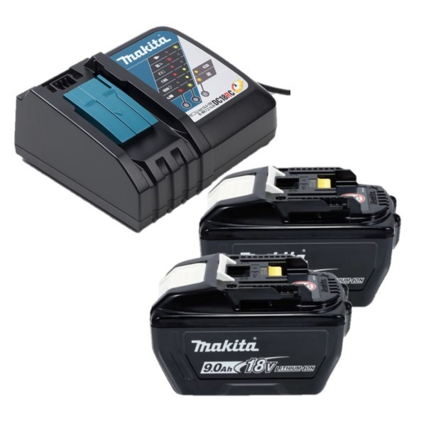 Startset: 2x Makita BL1890 LXT / 1915H4-0 / 18V LXT accu's + DC18RC snellader (18 V, 9.0 Ah, origineel) AMA00854 - 1