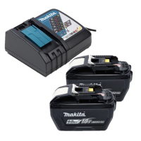 Startset: 2x Makita BL1890 LXT / 1915H4-0 / 18V LXT accu's + DC18RC snellader (18 V, 9.0 Ah, origineel) AMA00854