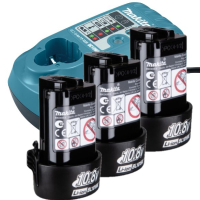Makita Startset: 3x Makita BL1015K / 191349-9 accu's + lader (10.8 V, 1.5 Ah, origineel)  AMA00761