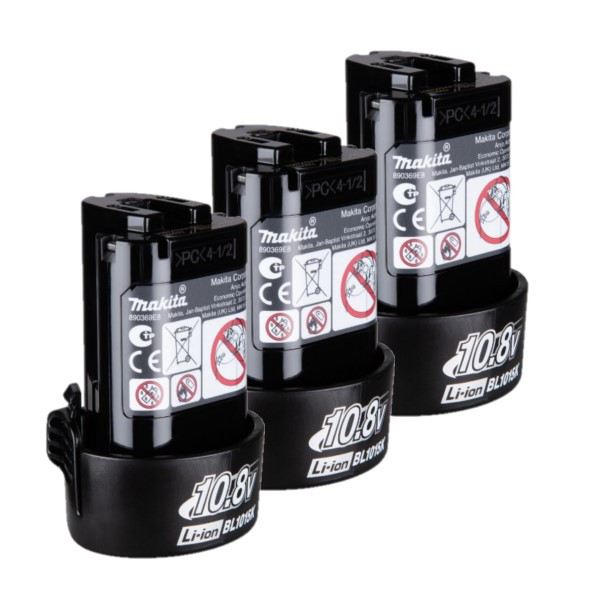 Makita Startset: 3x Makita BL1015K / 191349-9 accu's (10.8 V, 1.5 Ah, origineel)  AMA00758 - 1