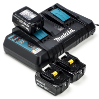 Makita Startset: 3x Makita BL1830B / 18V LXT accu's + dubbellader (18 V, 3.0 Ah, origineel)  AMA00724