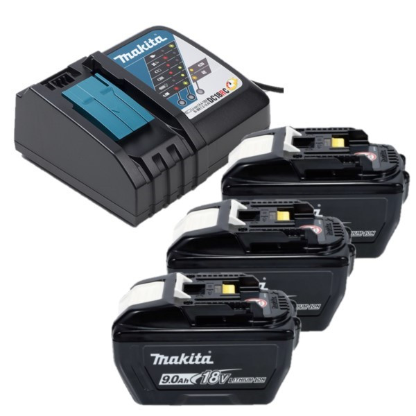 Startset: 3x Makita BL1890 LXT / 1915H4-0 / 18V LXT accu's + DC18RC snellader (18 V, 9.0 Ah, origineel) AMA00855 - 1