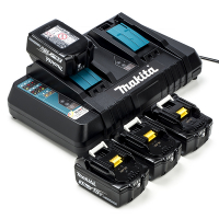 Makita Startset: 4x Makita BL1830B / 18V LXT accu's + dubbellader (18 V, 3.0 Ah, origineel)  AMA00723