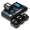 Startset: 4x Makita BL1830B / 18V LXT accu's + dubbellader (18 V, 3.0 Ah, origineel) AMA00723 - 1