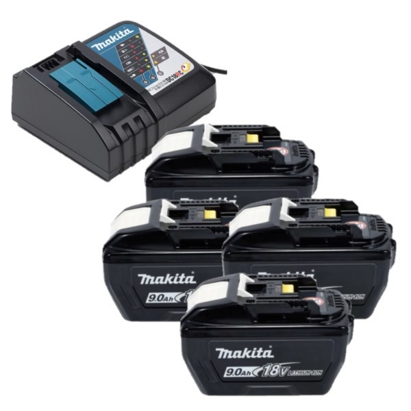 Startset: 4x Makita BL1890 LXT / 1915H4-0 / 18V LXT accu's + DC18RC snellader (18 V, 9.0 Ah, origineel) AMA00856 - 1