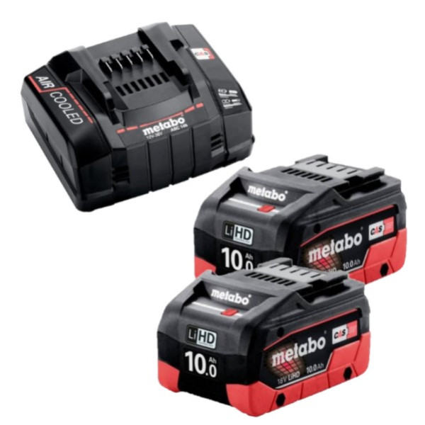 Startset: 2x Metabo 18V LiHD 625549000 / CAS Alliance accu's + ASC 145 snellader (18V, 10 Ah, origineel) AME00512 - 1