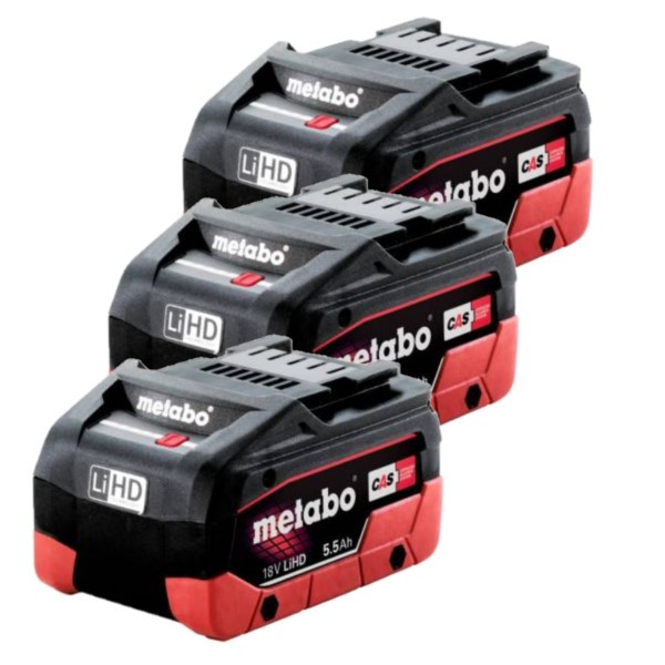 Metabo Startset: 3x Metabo 18V LiHD 625368000 / CAS Alliance accu's (18V, 5.5 Ah, origineel)  AME00402 - 1
