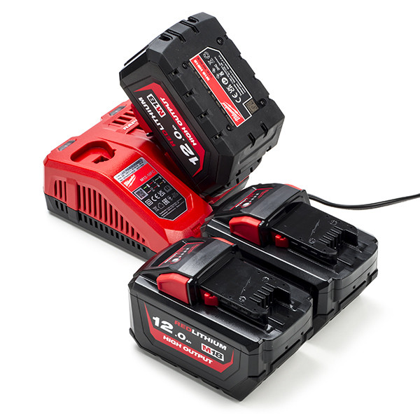 EOL- HNRG Pack: 3x Milwaukee M18 HB12 High Output accu's + lader (18 V, 12 Ah, origineel) AMI00569 - 1