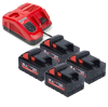 HNRG Pack: 4x Milwaukee M18 HB5.5 High Output accu's + lader (18 V, 5.5 Ah, origineel) AMI00654 - 1