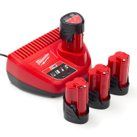 Milwaukee NRG Pack: 4x Milwaukee M12 B2 / 4932430064 accu's + lader (12 V, 2.0 Ah, origineel)  AMI00538