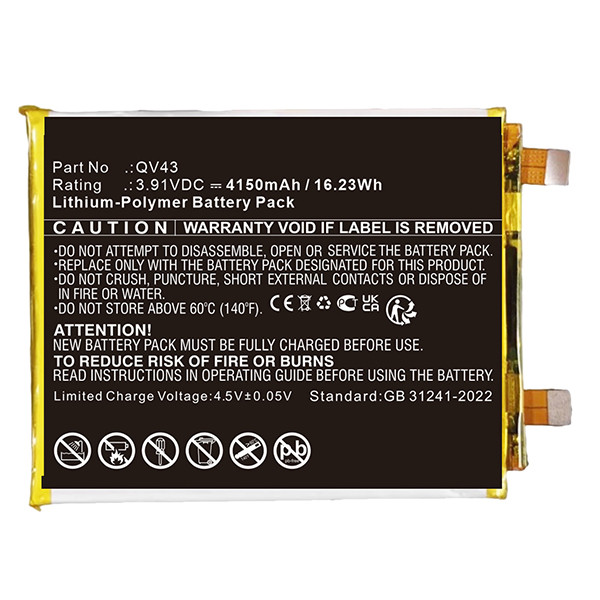 Motorola QV43 accu (3.91 V, 4150 mAh, 123accu huismerk) AMO00592 - 1