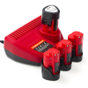 NRG Pack: 4x Milwaukee M12 B3 / 4932451388 accu + lader (12 V, 3.0 Ah, 123accu huismerk) AMI00692 - 1
