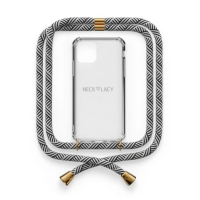 Necklacy Crossbody telefoonhoesje iPhone 12 mini | Zwart/Wit | Necklacy  ANE00225