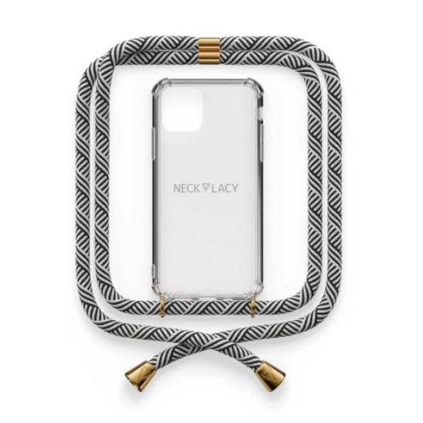 Necklacy Telefoonhoesje met koord voor iPhone XR | Zwart/Wit | Necklacy  ANE00224 - 1