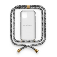Necklacy Telefoonhoesje met koord voor iPhone XR | Zwart/Wit | Necklacy  ANE00224