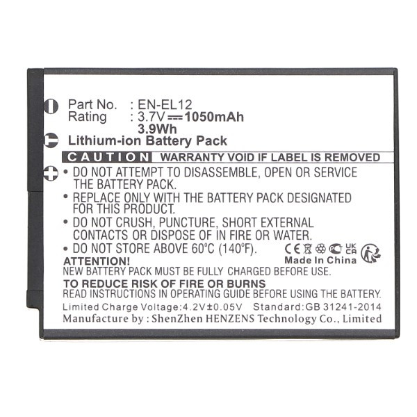 Nikon EN-EL12 accu (3.7 V, 1050 mAh, 123accu huismerk) ANI00044 - 2