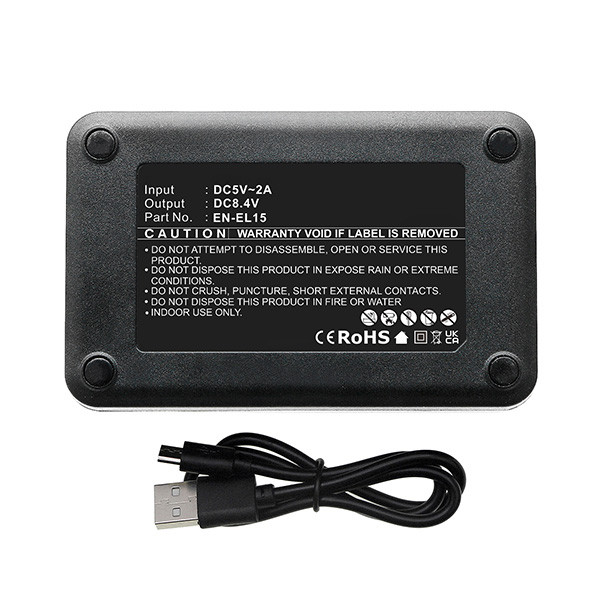 Nikon EN-EL3 Micro USB double slot lader (8.4V, 0.7A, 123accu huismerk) ANI00331 - 3