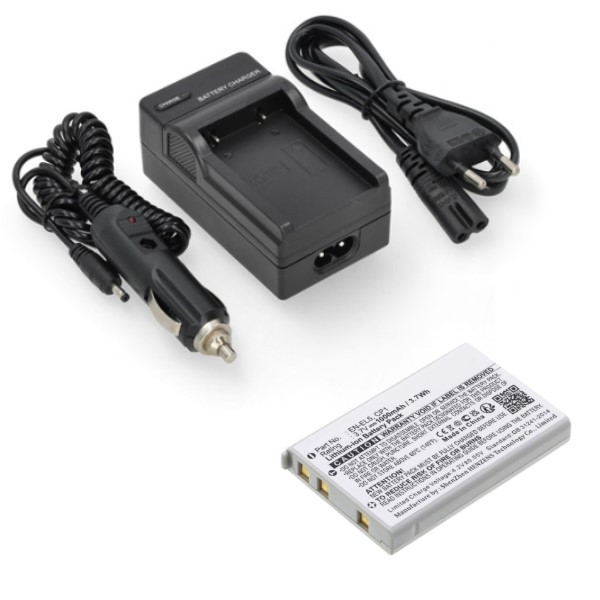 Nikon EN-EL5 accu + lader (3.7 V, 1000 mAh, 123accu huismerk) ANI00311 - 1