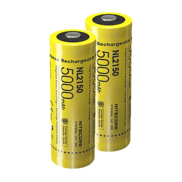 2 stuks Nitecore 21700 / NL2150 Li-ion batterijen (3.6V, 5000 mAh, 8A) ANI00336 - 1