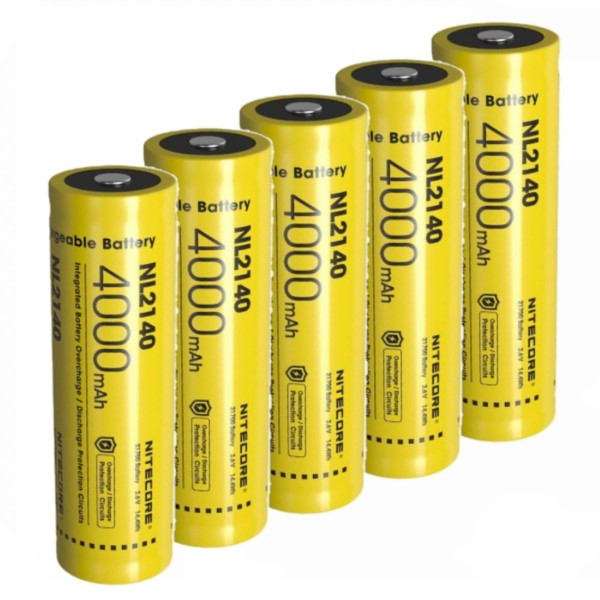 5 stuks Nitecore 21700 / NL2140 Li-ion batterijen (3.6V, 4000 mAh, 8A) ANI00335 - 1