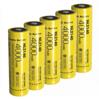 Nitecore 5 stuks Nitecore 21700 / NL2140 Li-ion batterijen (3.6V, 5A, 4000 mAh)  ANI00335