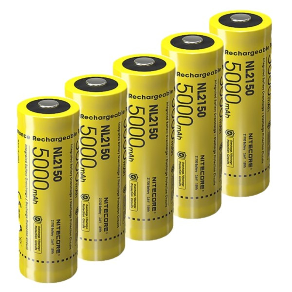 5 stuks Nitecore 21700 / NL2150 Li-ion batterijen (3.6V, 5000 mAh, 8A) ANI00338 - 1