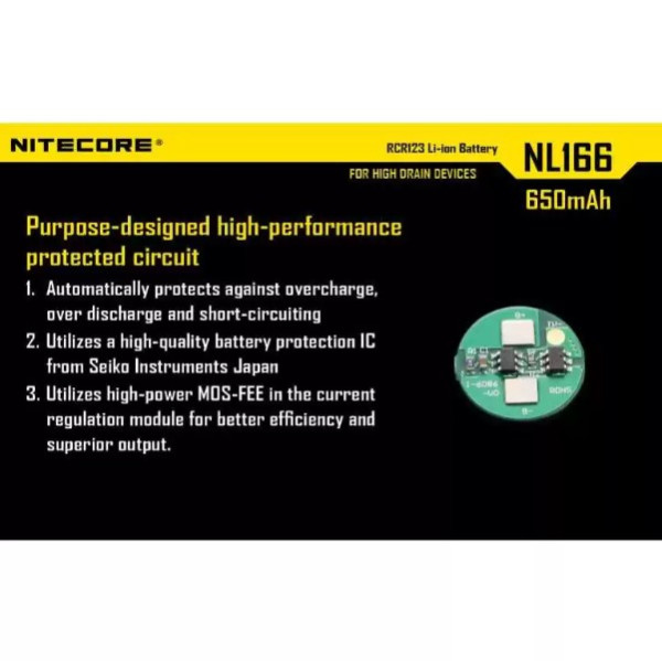 Nitecore 5 stuks Nitecore RCR123A / 16340 Oplaadbare Batterijen (3.7 V, Li-ion, 650 mAh)  ANI00327 - 5