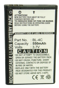 Nokia BL-4C / C4C60T / C4C08T accu (3.7 V, 550 mAh, 123accu huismerk) ANO00001