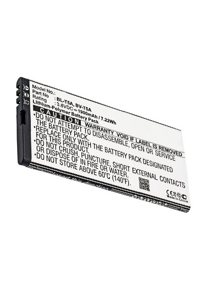 Nokia BL-T5A / BV-T5A accu (1900 mAh, 123accu huismerk)  ANO00172 - 1