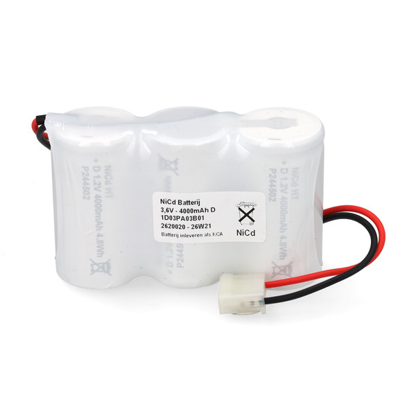 Noodverlichting 3xD HT side by side met S03 aansluiting (3.6V, 4000 mAh, NiCd, 123accu huismerk) ANB03599 - 2