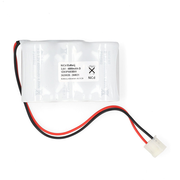 Noodverlichting 3xD HT side by side met S03 aansluiting (3.6V, 4000 mAh, NiCd, 123accu huismerk) ANB03599 - 3