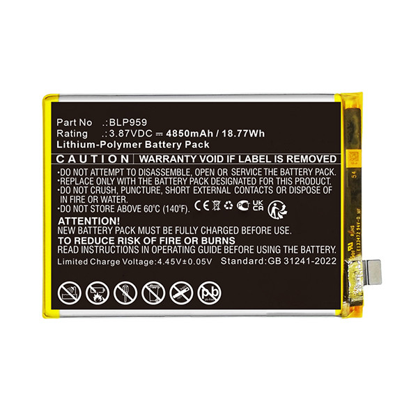 OPPO BLP959 accu (3.87 V, 4850 mAh, 123accu huismerk)  AOP00400 - 1
