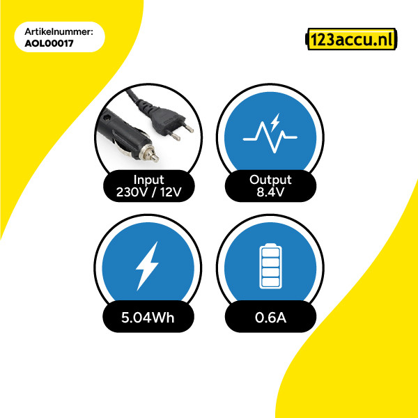Olympus BLN-1 oplader (8.4V, 0.6A, 123accu huismerk) AOL00017 - 6