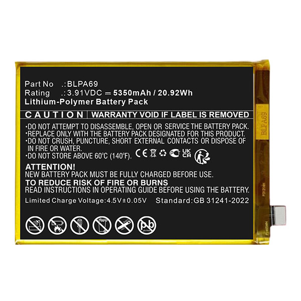 Oneplus BLPA69 accu (3.91 V, 5350 mAh, 123accu huismerk) AON00040 - 1