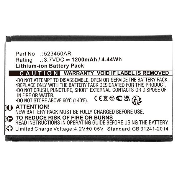 Panasonic 523450AR accu (3.7 V, 1200 mAh, 123accu huismerk)  APA01207 - 2