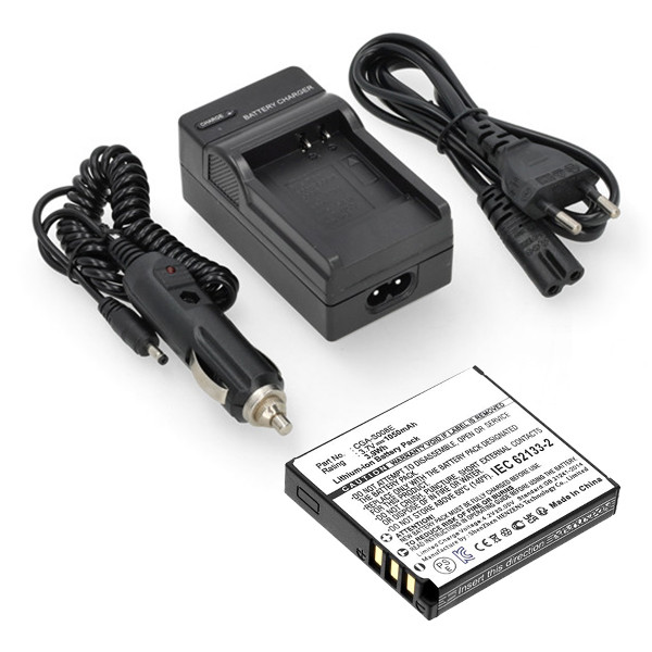 Panasonic CGA‑S008 / CGA‑S008E accu met single slot oplader (3,7 V, 1050 mAh, 123accu huismerk) APA01296 - 1