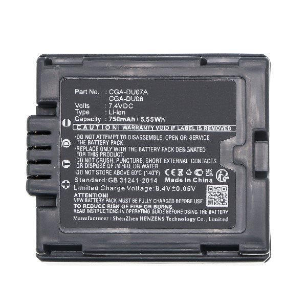 Panasonic CGA-DU07 / VW-VBD070 accu (7.4 V, 750 mAh, 123accu huismerk) APA00321 - 2