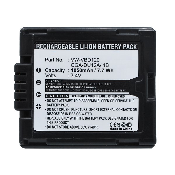 Panasonic CGA-DU12 / VW-VBD120 accu (7.4 V, 1050 mAh, 123accu huismerk) APA00326 - 2