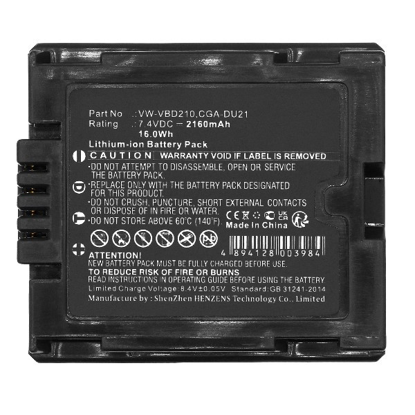 Panasonic CGA-DU21 / VW-VBD210 accu (7.4 V, 2160 mAh, 123accu huismerk) APA00327 - 2
